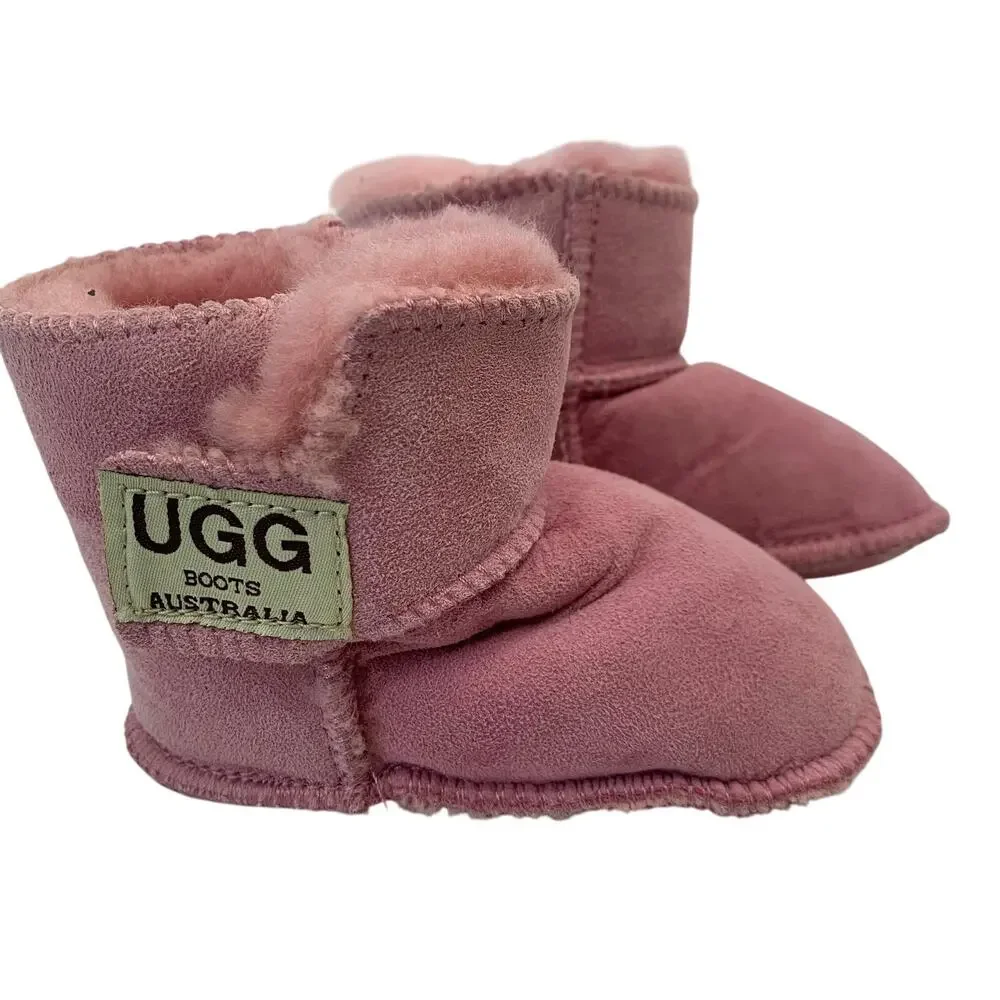 Ugg Erin Baby Booties Blush Pink Fur Lined Chalet Boots 0-6 Months Girls